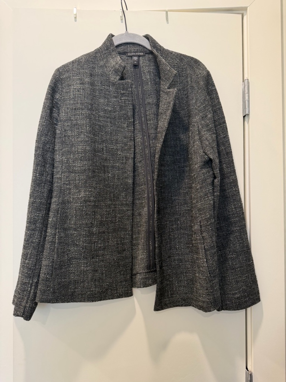 Eileen Fisher Charcoal Speckled Collarless Jacket